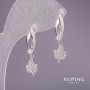 Xuping Earrings with White Stones 27×8mm Rhodium