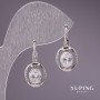 Earrings Xuping with White Stones 24x11mm Rhodium