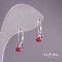 Xuping Earrings with Red Stones 18x6mm Rhodium