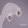 Xuping Earrings with Red Stones 17x12mm Rhodium