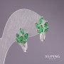 Earrings Xuping with green stones 22×12mm Rhodium