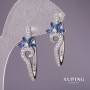Earrings Xuping with blue stones 31x13mm Rhodium