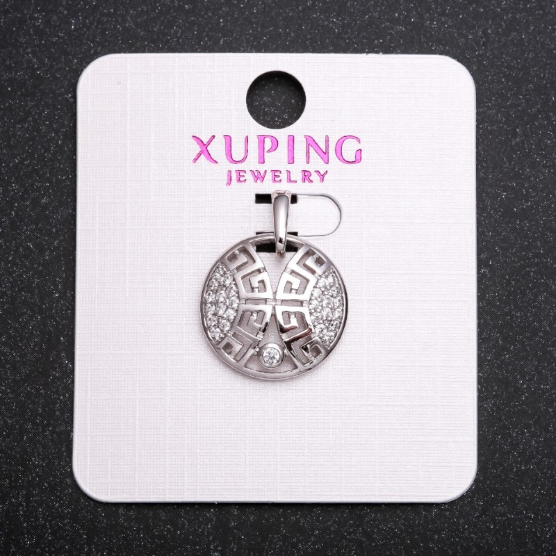 Xuping Pendant with White Crystals Rhodium Plating 17x22mm