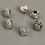 Pandora Charm Bead light grey metal Owl d1-10mm, d2-5mm pack of 7