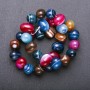 Agate Beads multi-coloured on thread 17x12mm 38cm through hole