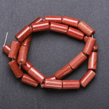 Natural Aventurine Beads "Golden Sand" on thread Cylindrical, 8×17mm diameter, 40cm length