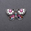 SALE! SALE! Butterfly Brooch with Multicoloured Rhinestones 43x25mm Gray Metal