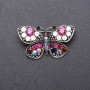 SALE! SALE! Butterfly Brooch with Multicoloured Rhinestones 43x25mm Gray Metal
