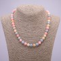 Morganite Necklace, synthetic smooth beads, diameter 8(±)mm, length 45cm