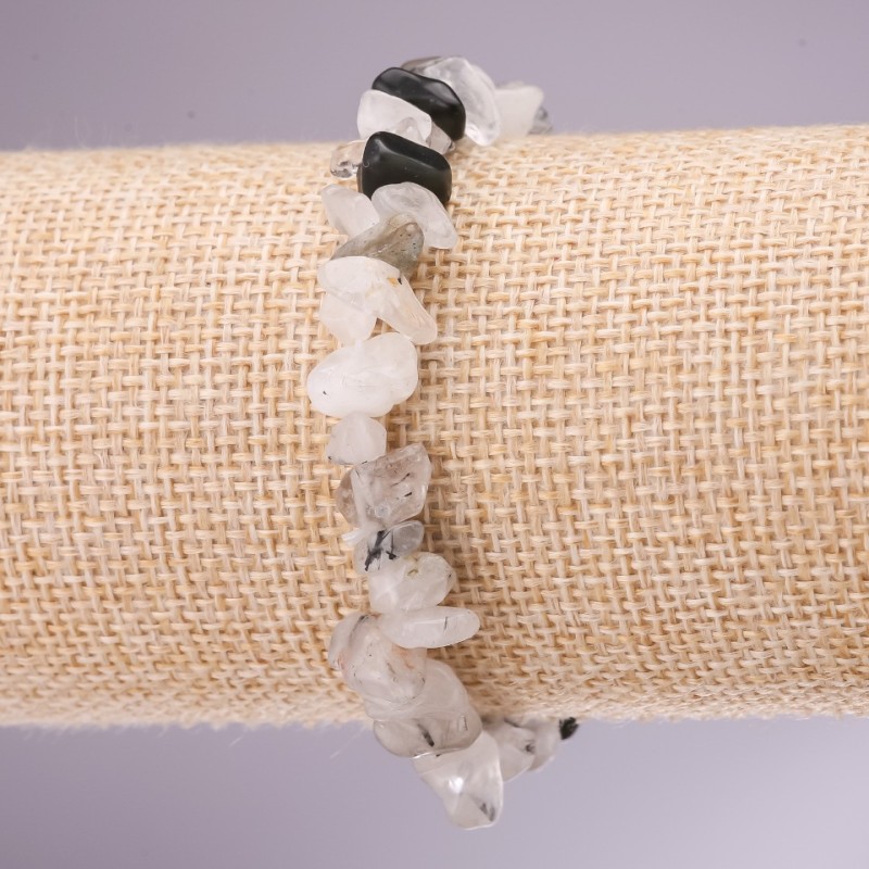 Bracelet of Rutilated Quartz "Hair Quartz" chip on elastic, 5-8mm diameter, 18cm length