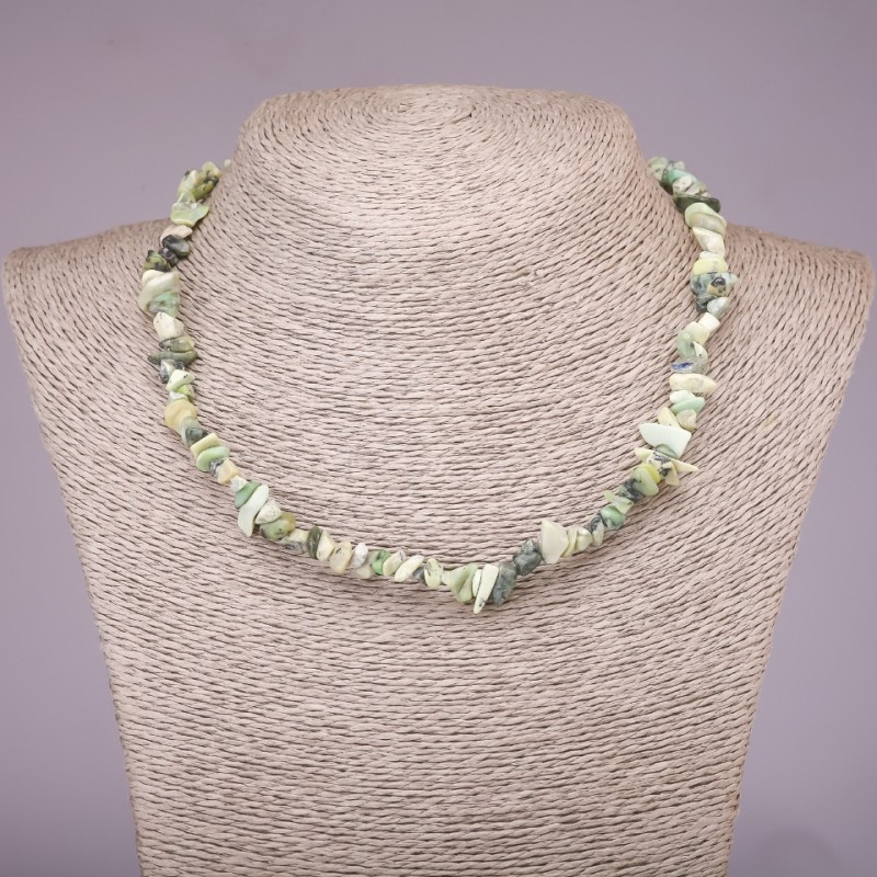 Serpentine Natural Stone Necklace, chips, 5-8mm diameter, length 45cm