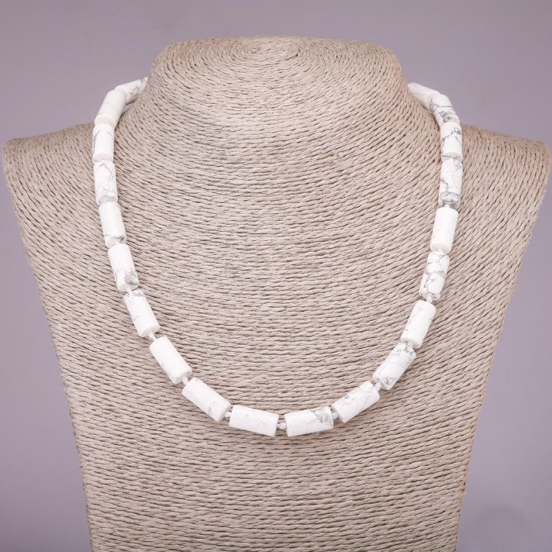 Chalcedony Beads Cylinder Necklace, 8x17mm, 45cm
