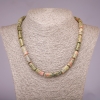 Necklace of Natural Stone heliotrope unakit cylinder, 8x17mm diameter, length 45cm