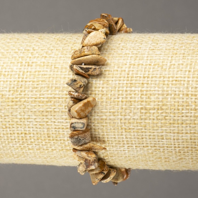 Bracelet Jasper Landscape Chip, diameter 5-8mm, length 18cm on elastic