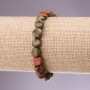 Bracelet Heliotrope and Unakite tumbled, diameter 9-8(+-)mm, length 18cm on elastic