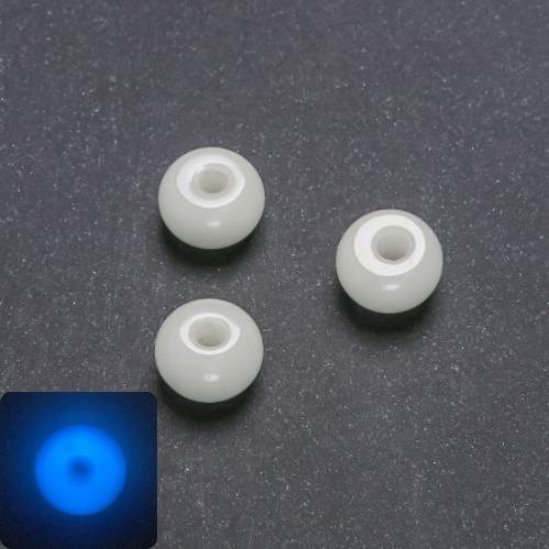 Pandora Bead with Blue Glow Phosphorescent Natural Onyx, 14×8 mm with 5 mm hole