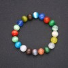 Multicolour Cat's Eye Natural Stone Bracelet with Smooth Beads 10mm Diameter, 18cm Length, Elastic