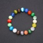 Multicolour Cat's Eye Natural Stone Bracelet with Smooth Beads 10mm Diameter, 18cm Length, Elastic