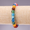 Bracelet with assorted natural stones "Summer Mix" smooth beads, diameter 8mm, length 18cm on elastic