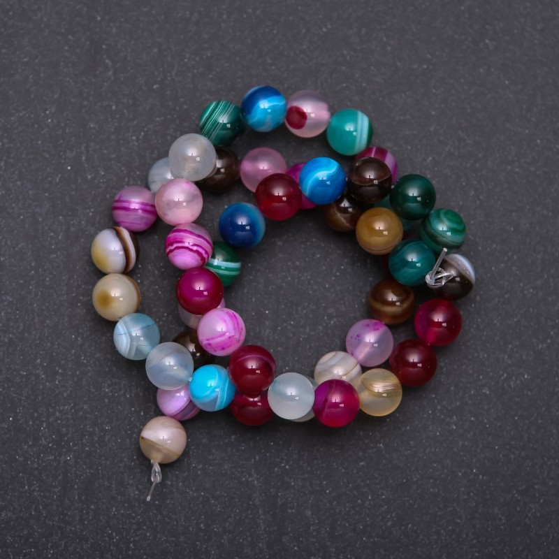 Eye-Pattern Agate Beads multi-colour, 8mm diameter, 38cm length