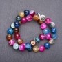 Eye-cut agate beads multicolour, 10mm diameter on thread, 38cm length
