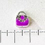 Pandora Charm Bead Light Grey Metal Purple Handbag, 10mm, pack of 6