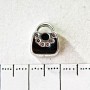 Pandora Charm Bead Light Grey Metal Black Handbag, 10mm, pack of 6