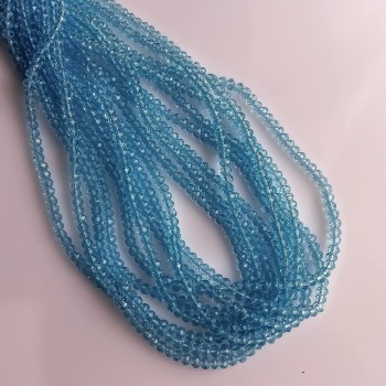 Beads Czech Crystal transparent light blue " Rondelle ", diameter 3.5×2.5mm thread, length 40cm