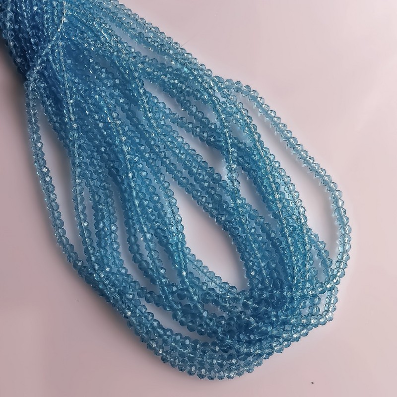 Beads Czech Crystal transparent light blue " Rondelle ", diameter 3.5×2.5mm thread, length 40cm
