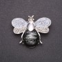 Brooch Bee "Amber" Gray 46x38mm gray metal