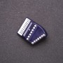 Brooch 'Harmonica' blue enamel, white crystals 29×20mm white metal