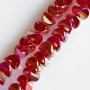 Crystal beads in Swarovski style, red with benzine coating, 6x4mm, on a thread, 50cm length