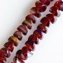 Crystal beads in Swarovski style, dark ruby with blue glaze, 6x4mm diameter, linked, 50cm thread