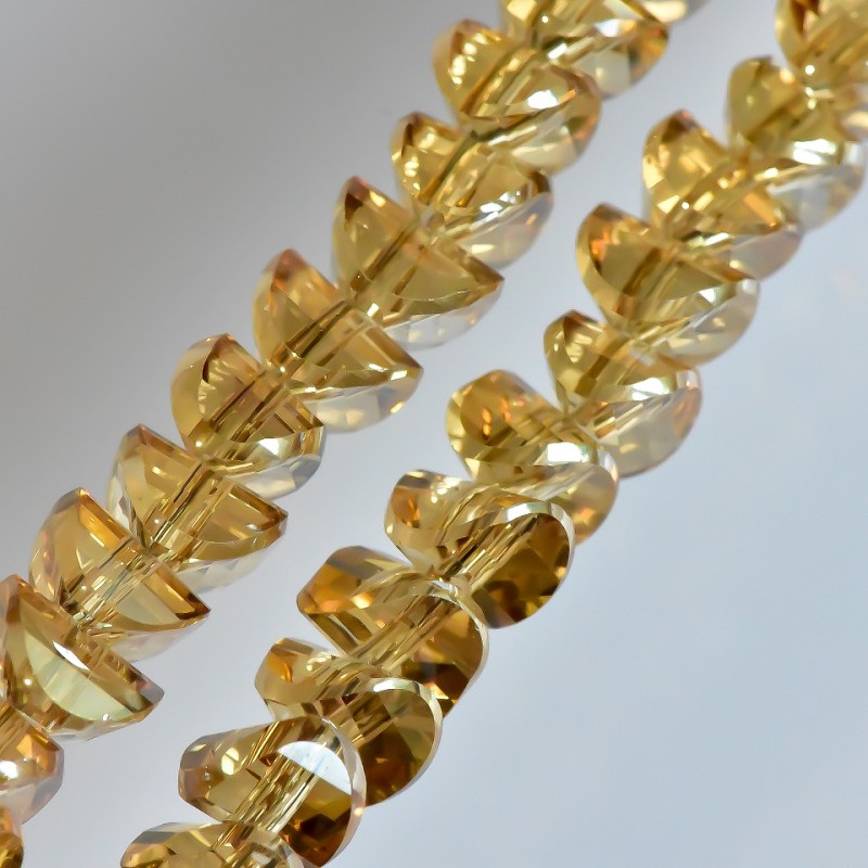 Crystal beads champagne 6x4mm Swarovski-style with mirrored coating, on a 50cm strand
