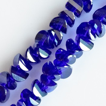 Crystal Beads in Swarovski Style Blue Ultramarine with Mirror Coating, 6x4mm, Thread 50cm