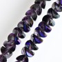 Crystal beads in Swarovski style dark brown with violet petrol coating, 6x4mm, thread 50cm