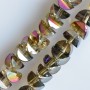 Crystal beads champagne in Swarovski style with multicolour coating "gasoline", 6x4mm diameter, thread length 50cm