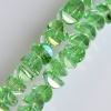 Crystal beads light green 6x4mm with light petrol coating, on a 50cm thread