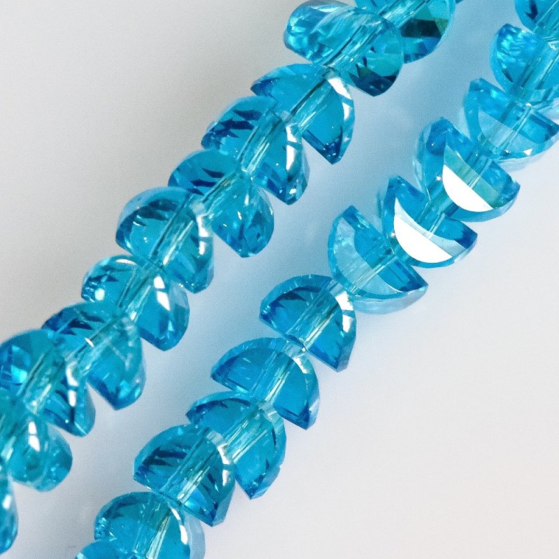 Crystal beads in Swarovski style blue, 6x4mm, thread, 50cm length
