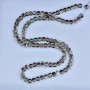 Crystal beads in Swarovski style, light grey, faceted ball with coating, 5x4mm diameter, thread length 48cm