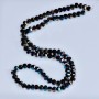 Crystal beads in Swarovski style, black faceted round bead with blue and brown gasoline coating, 5x4mm diameter, thread length 48