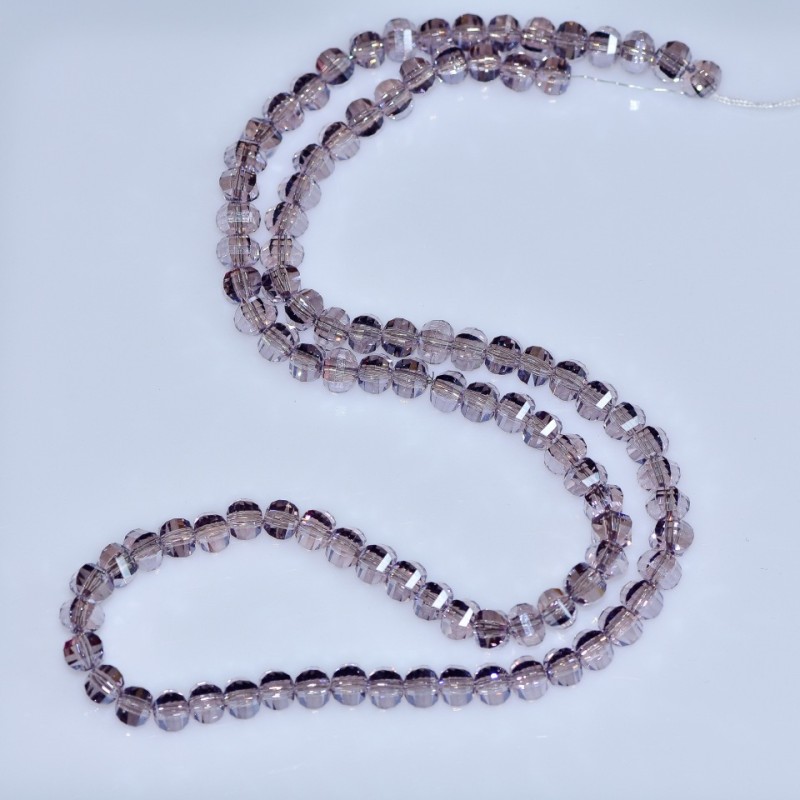 Crystal beads in Swarovski style light lilac faceted ball 5x4mm, on a thread, 48cm length