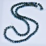 Crystal beads in Swarovski style, grey, 5x4mm faceted round with blue iridescent coating, on thread, 48cm length