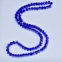 Crystal beads in Swarovski style, blue, faceted round bead with petrol (gasoline) iridescence, 5x4mm, on thread, 48cm length