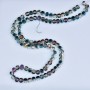 Crystal beads in Swarovski style light brown facet ball with green petrol coating, diameter 5×4mm, thread length 4