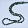 Crystal beads in Swarovski style, gray faceted ball with petrol coating, diameter 5x4mm, thread length 48cm