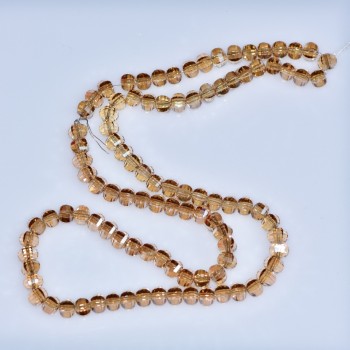 Crystal beads in Swarovski champagne style faceted ball, 5x4mm diameter, thread length 48cm