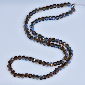 Crystal beads in Swarovski style blue faceted ball with petrol coating, 5x4mm diameter, thread length 48cm