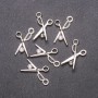 "Scissors" Pendant Finding, Diameter 13mm, Length 23mm, White Metal, Pack of 6pcs