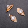 Pendant Findings Leaf with Bead, diameter 15mm, length 30mm yellow metal finish 4pc